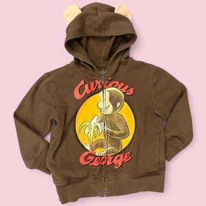 Curious George Brown Zip Hoodie w Ears Toddler Size 4T